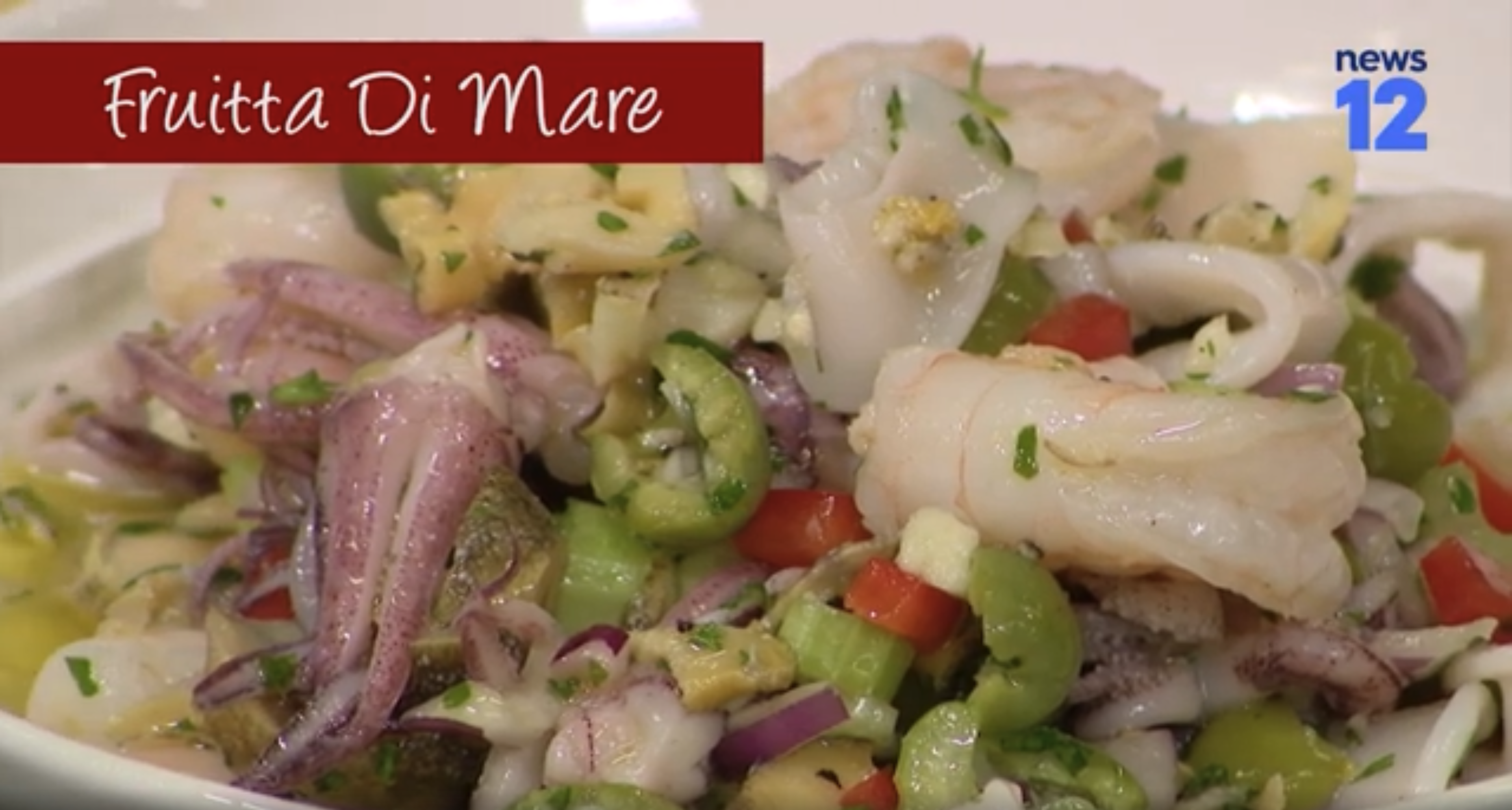 Frutti di mare salad in a white dish