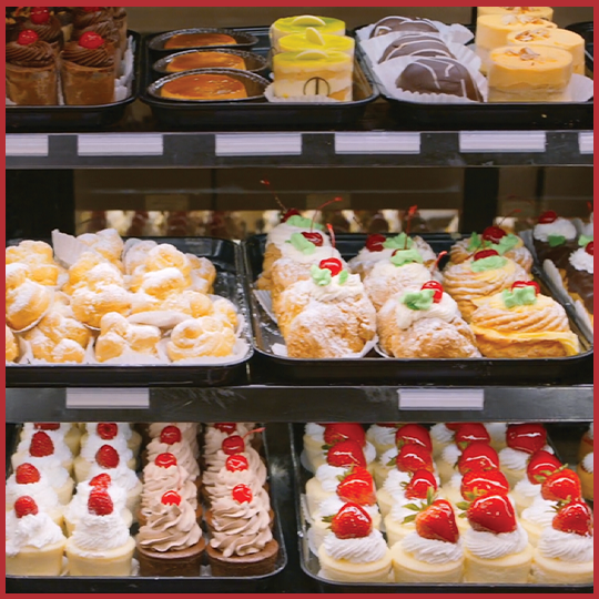 Uncle Giuseppe's bakery case with pastries