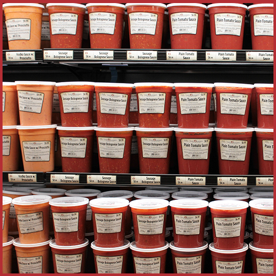 Uncle Giuseppe's fresh sauces on shelves