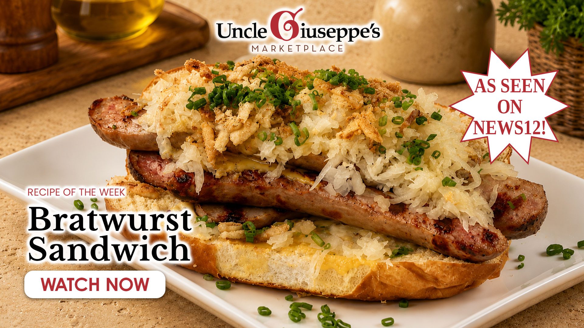Uncle Giuseppe's Bratwurst sandwich