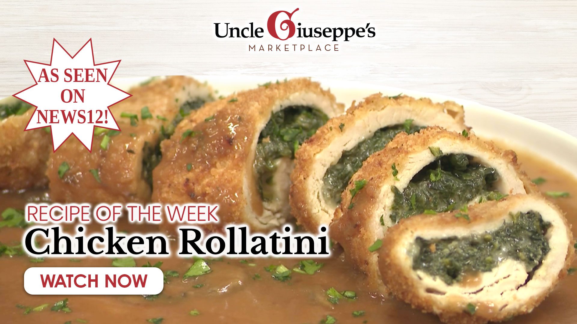 Uncle Giuseppe's chicken rollatini. Make at home with our recipe or visit one of our 12 locations in NY and NJ