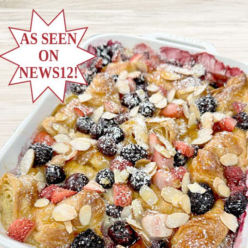 Uncle Giuseppe's mini croissant casserole with fresh berries. Perfect for special occasions like Mother's Day, Easter, birthdays or brunches.