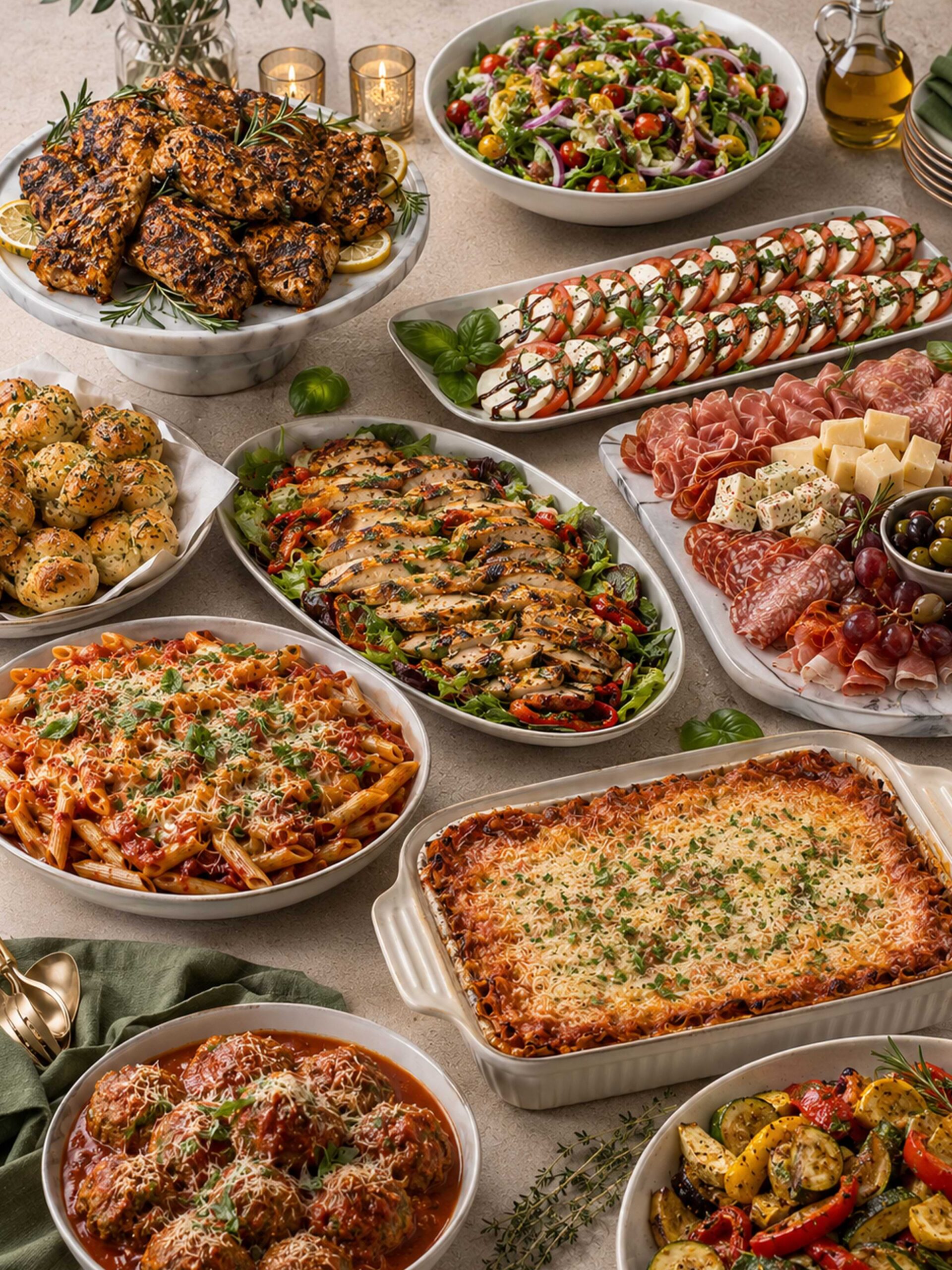 Full-service Italian catering by Uncle Giuseppe's Marketplace — antipasto platters, pasta trays, and event spreads for tri-state area events