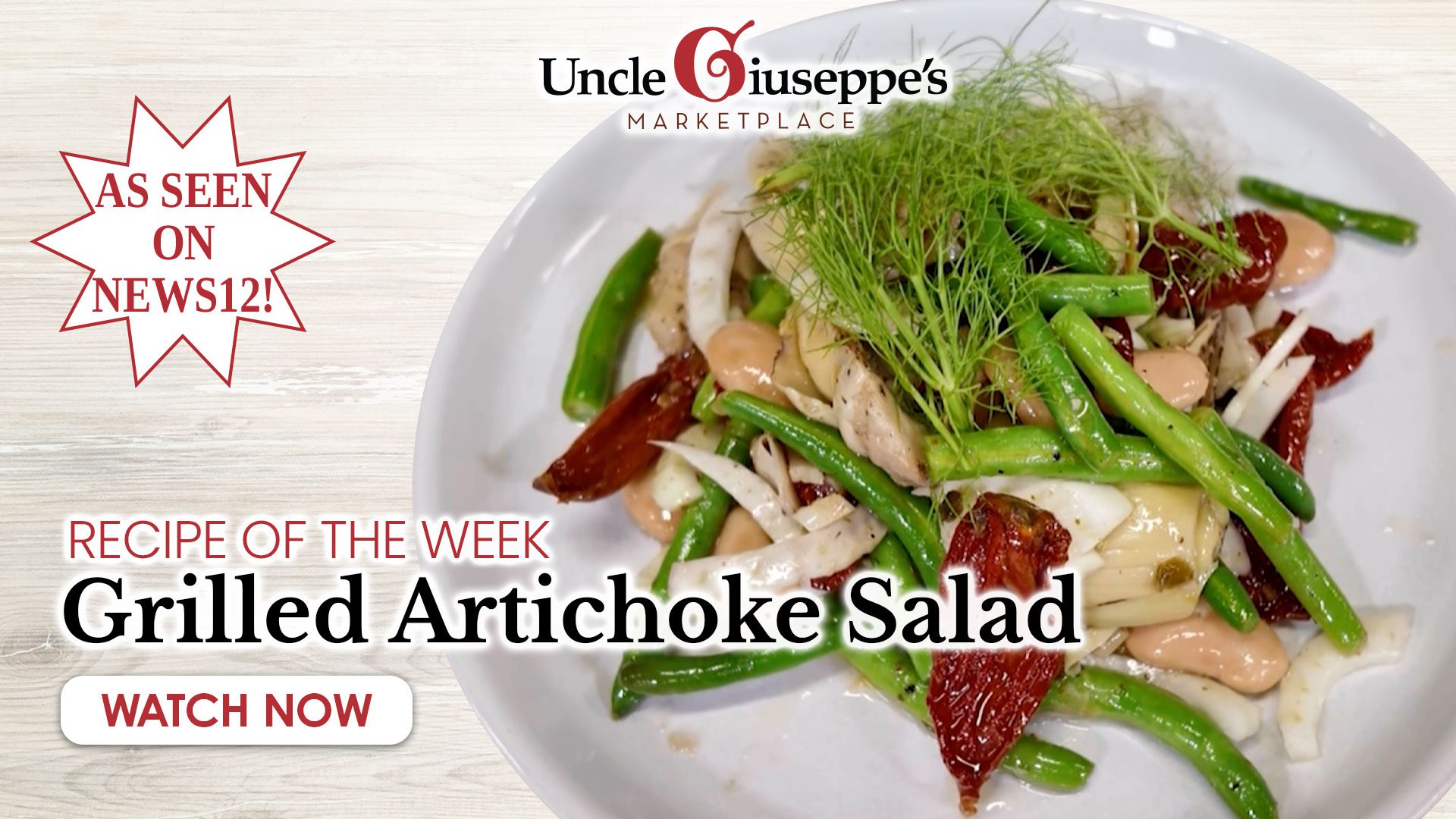 Uncle Giuseppe's grilled artichoke salad. Follow along with our recipe or find it in our deli case in one of our 12 locations in New York, New Jersey, Long Island and Westchester.