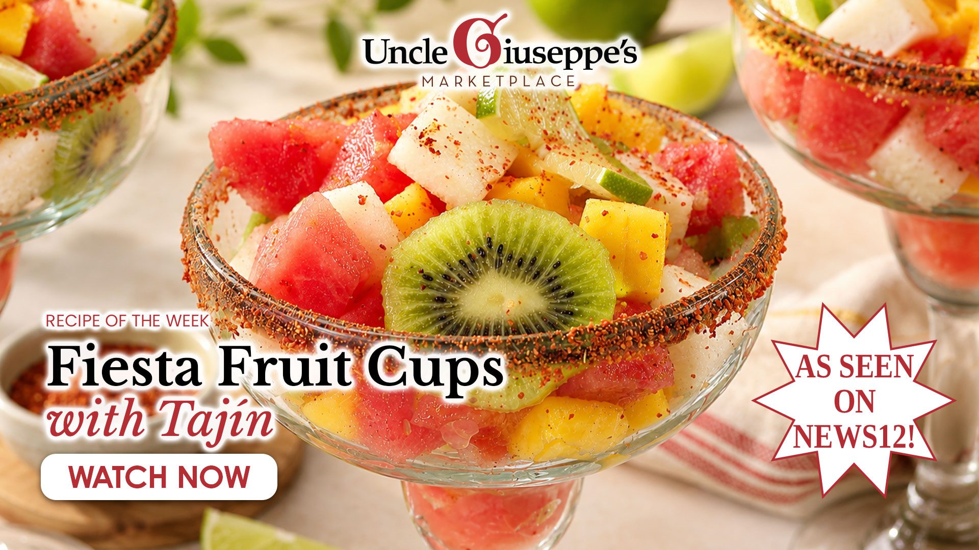 Fiesta fruit salad with tajin from Uncle Giuseppe's Marketplace.