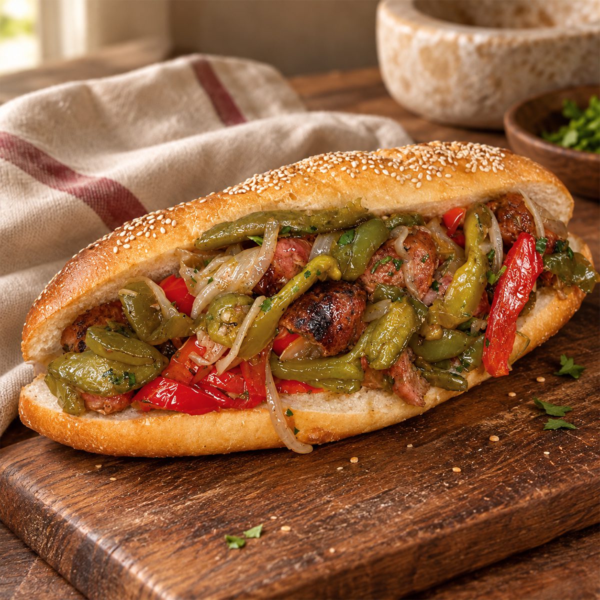 Sausage and peppers hero from Uncle Giuseppe's Marketplace