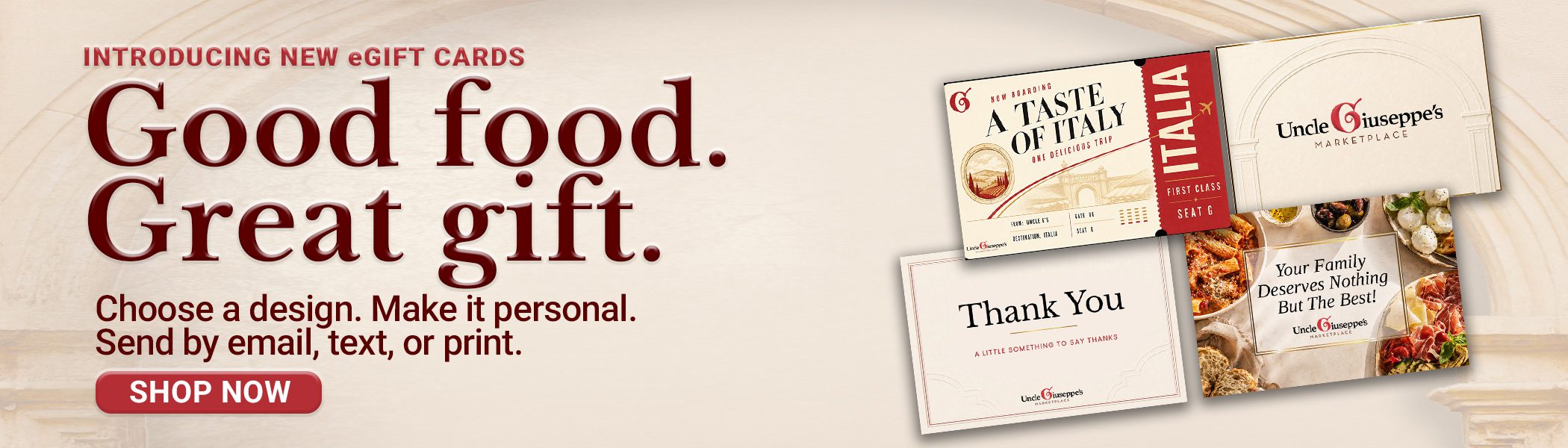 Send Uncle Giuseppe's to your loved ones with our new eGift cards
